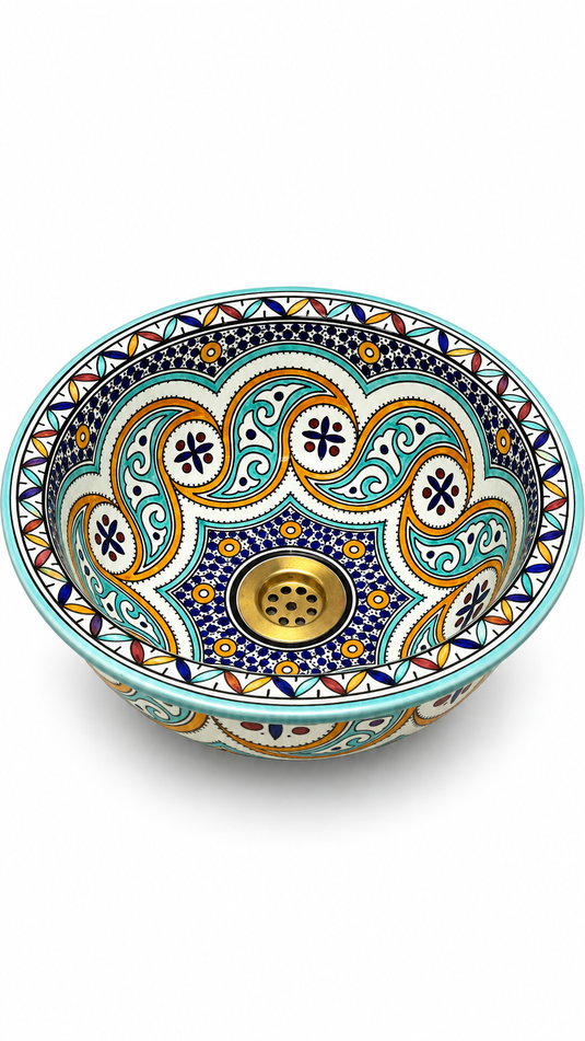 Lavabo marocain en céramique fait main, et peint à la main
