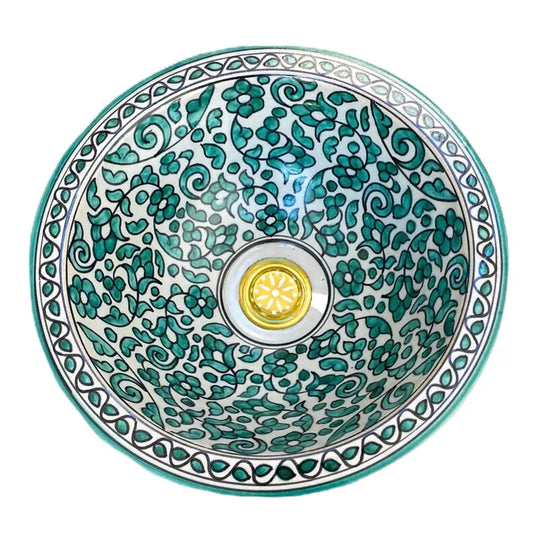 Hand-Painted Bathroom & Kitchen Round Washbasin - Moroccan Sink