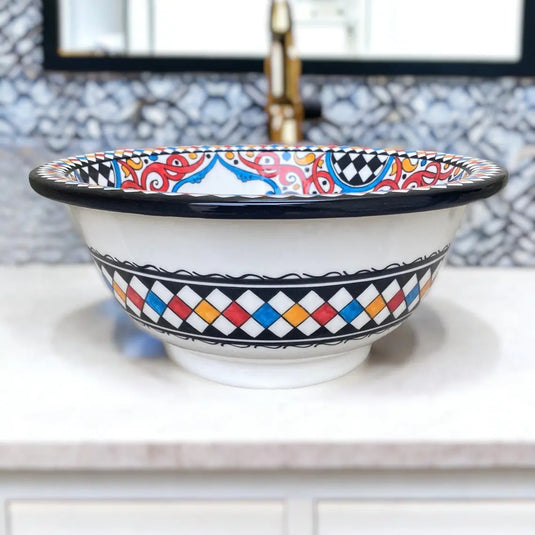 Hand-Painted Bathroom & Kitchen Sink - Moroccan Sink