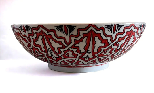 Red Hand Painted Bathroom & Kitchen Sink - Moroccan Sink