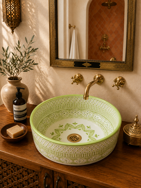 Green Washbasin Bathroom Ceramic Sink, green sink
