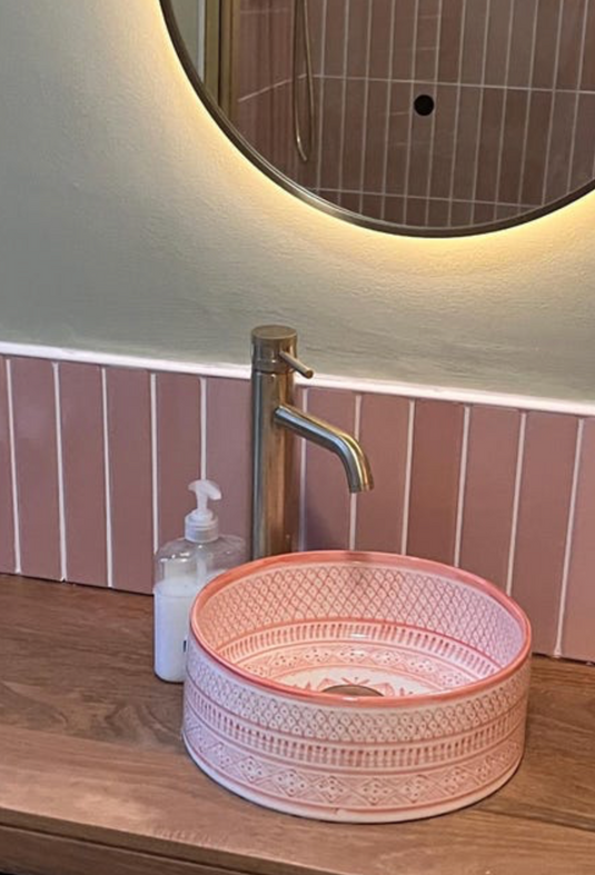 Lavabo rond rose pour salle de bain et cuisine #104