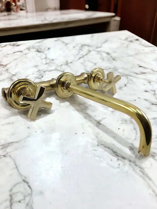 Unlacquered Brass Wall Mounted Bathroom Sink Faucet MoroccanSink