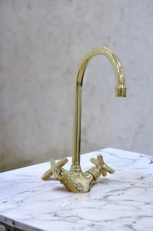 Handmade Brass Countertop Faucet Unlacquered Patina Finish #06 MoroccanSink