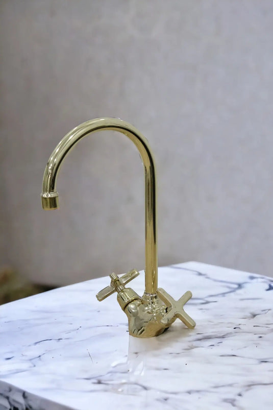 Handmade Brass Countertop Faucet Unlacquered Patina Finish #06 MoroccanSink