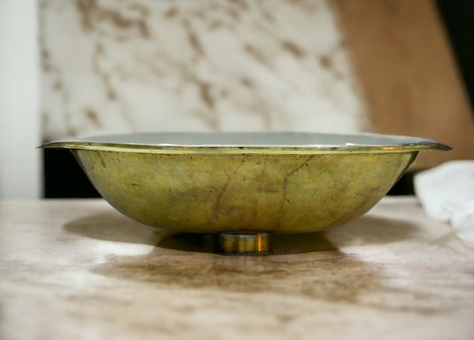 Resin And Brass Handcrafted Bathroom Sink, Drop-In Farmhouse Wash Basin, Undermount Brass Powder Room Sink