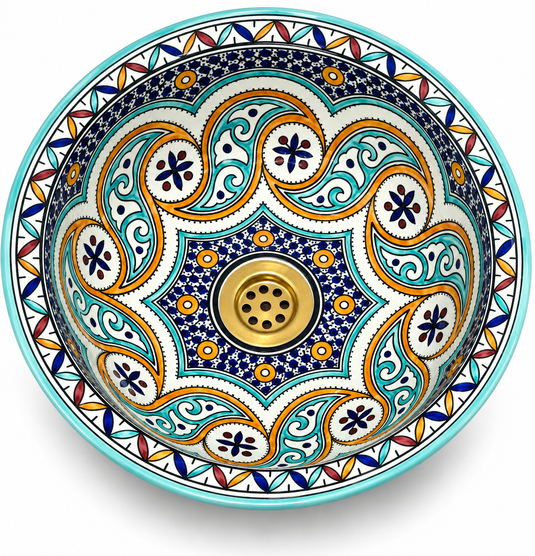 Lavabo marocain en céramique fait main, et peint à la main